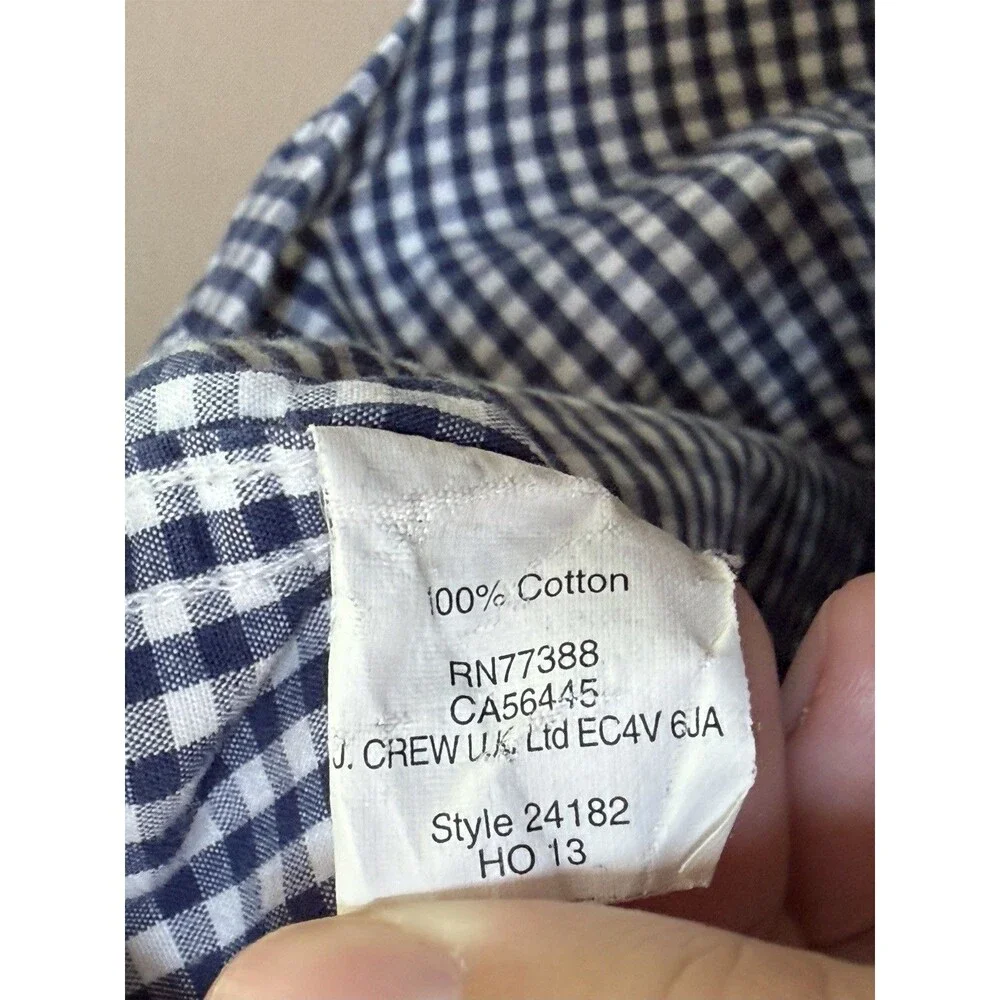 J. Crew 100% Cotton Mens XS Shirt Blue Check Button Up Long Sleeve‎ Preppy